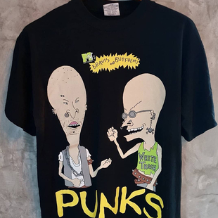 欧美经典动漫Beavis and Butthead瘪四与大头蛋朋克风PUNK短袖T恤