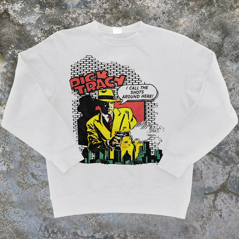 dicktracy迪克崔西美潮复古个性人像印花oversize圆领卫衣潮牌