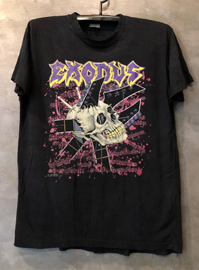 Exodus金属乐队激流欧美摇滚复古ins超火古着vintage经典短袖T恤