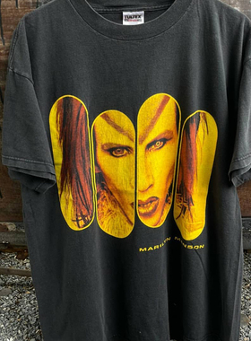 Marilyn Manson玛丽莲曼森T恤美潮vintage复古男女嘻哈慵懒风短袖
