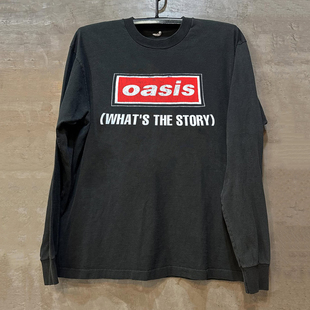 Oasis摇滚乐队周边美式oversize复古潮牌落肩长袖上衣T恤情侣卫衣