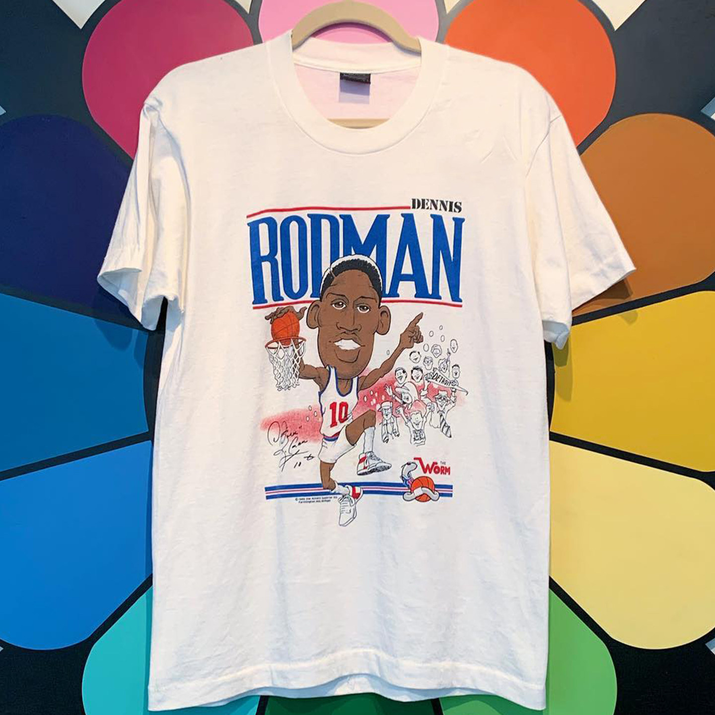 Rodman大虫罗德曼Q版直喷潮牌短袖T恤hiphop篮球运动美式复古半袖