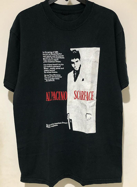 Al Pacino Scarface疤面煞星经典电影周边Hiphop Vintage短袖T恤
