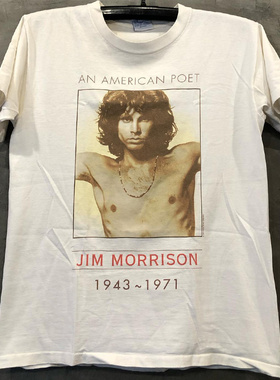 Jim Morrison大门乐队痞帅摇滚风潮牌人物印花短袖vintage古着T恤