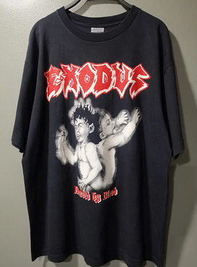 Exodus重金属摇滚乐队音乐专辑短袖T恤FOG美式高街小领口体恤衫男