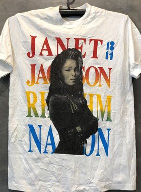 Janet Jackson珍妮杰克逊人像欧美歌手印花短袖男女街头质感T恤潮