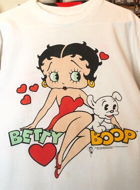 betty boop贝蒂小姐与小狗pudgy短袖T恤tee潮牌vintage古着感TEE