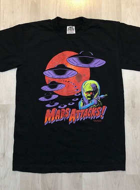 Mars Attacks火星玩转地球短袖T恤vintage潮流古着男女宽松五分袖