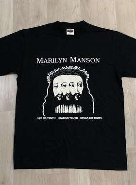 Marilyn Manson玛丽莲曼森高街vintage复古vibe风短袖美式宽松T恤