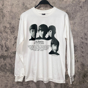 The Beatles披头士乐队周边美式摇滚复古人像印花长袖T恤情侣上衣