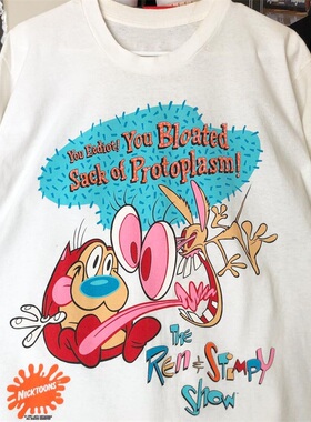莱恩和史丁比The Ren and Stimpy Show卡通夏季短袖T恤男女潮牌