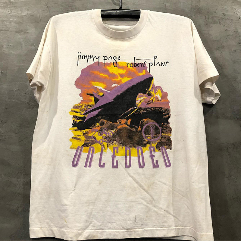 robertplant摇滚乐队古着vintage复古宽松oversize高街短袖t恤