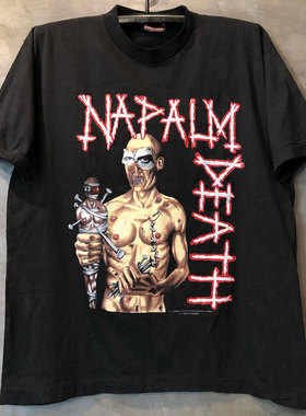 NAPALM碾核死亡金属乐队周边趣味创意潮牌印花短袖vintage古着T恤