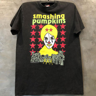 美式 vintage古着T恤 Pumpkins碎南瓜乐队另类摇滚风短袖 Smashing