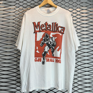 Metallica重金属乐队同名专辑短袖T恤vintage漫画风美式五分袖潮