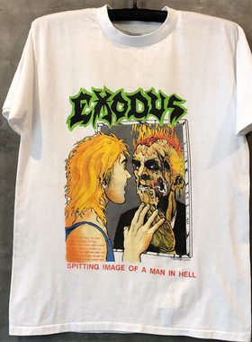 Exodus欧美摇滚乐队ins超火宽松oversize潮流古着复古短袖T恤潮牌