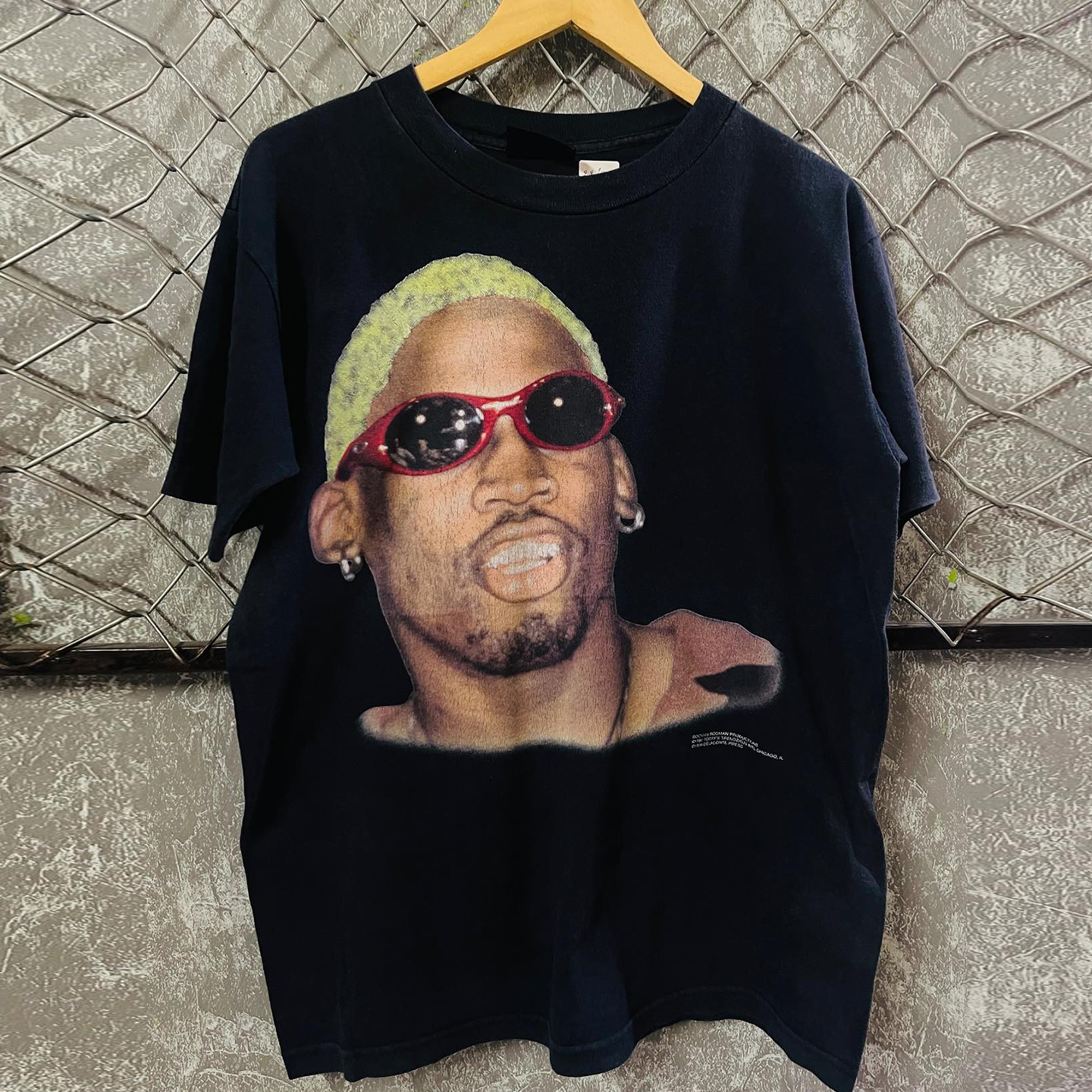 大虫罗德曼美式小领口短袖T恤潮