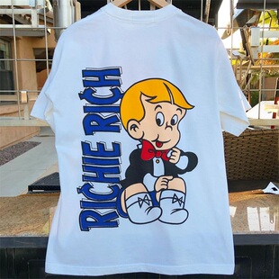 Richie Rich小富豪里奇人像短袖美式重磅棉oversize男女潮牌Tee恤