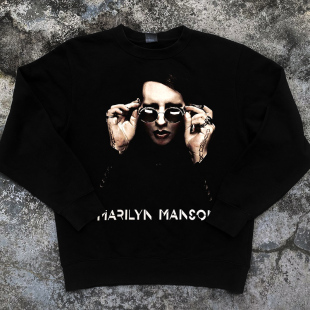 Marilyn Manson玛丽莲曼森美潮古着感Cityboy高街fog风圆领卫衣男