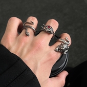 现货s925纯银龙形戒指泰银做旧蛇形开口可调节小众设计爆款 食指戒