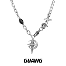 GUANG黑宝石芒星十字架项链男生小众设计欧美嘻哈高级感锁骨链女