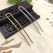 纯铜 diy饰品配件古风发簪步摇材料 电泳保色 100mm拱形双直叉