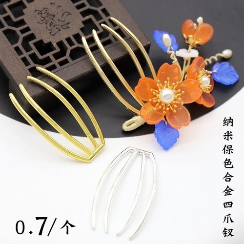 保色合金30*53mm四爪发钗diy古风