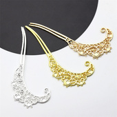 保色合金135mm镂空弯月发簪diy古风发簪步摇发钗饰品配件材料