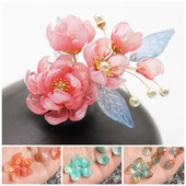 50片价13 16mm雪腊梅花琉璃花瓣diy古风发簪步摇绑花玉簪花材料