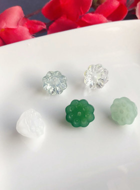古风水晶串珠发簪步摇琉璃花瓣