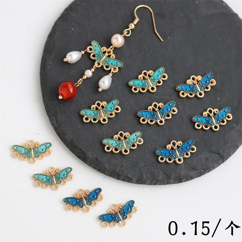 合金滴油仿烧蓝蝴蝶吊牌diy饰品