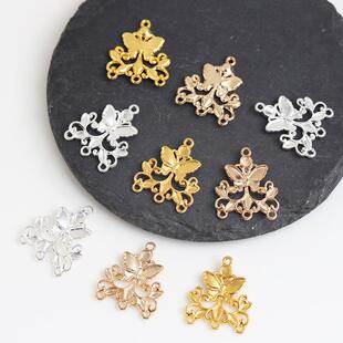 23mm三孔蝴蝶吊牌diy古风发簪流苏挂件吊坠饰品配件 15个价合金20
