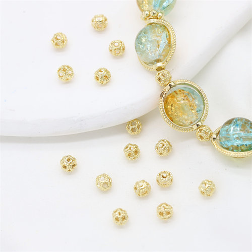 铜包14K金保色镂空4mm圆球