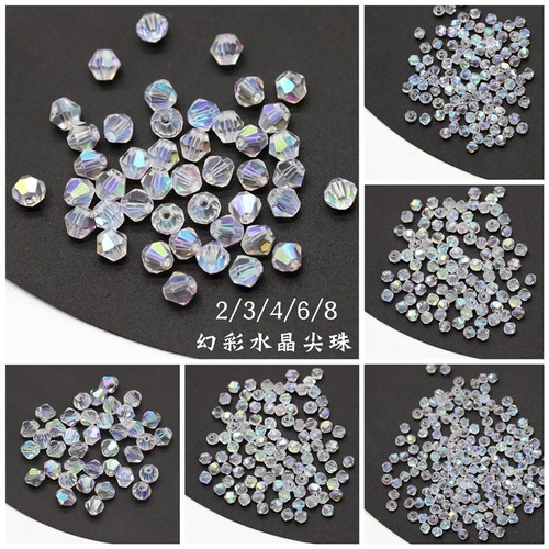 古风水晶幻彩发簪步摇手工串珠