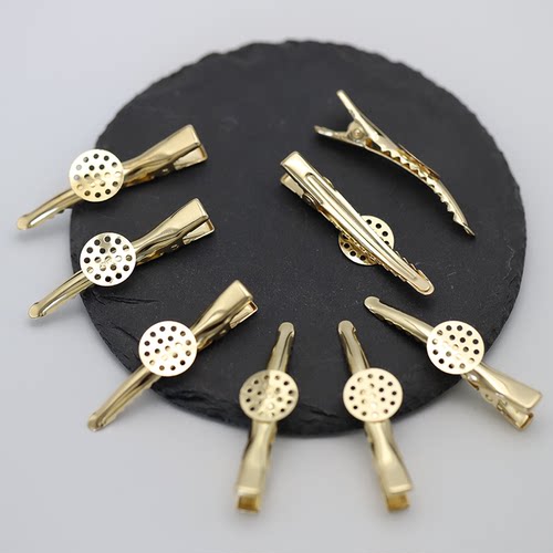 50个价diy儿童发夹铁质45mm尖嘴夹12mm网孔片diy饰品配件材料