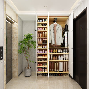 鞋柜一梯一户挂衣家用门口电梯间新款带锁收纳鞋柜子储物鞋柜一体