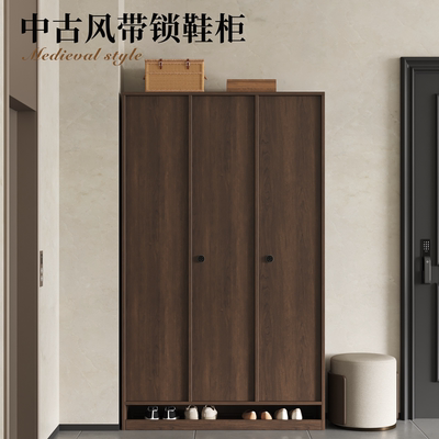 中古风室外过道密码锁鞋柜定制