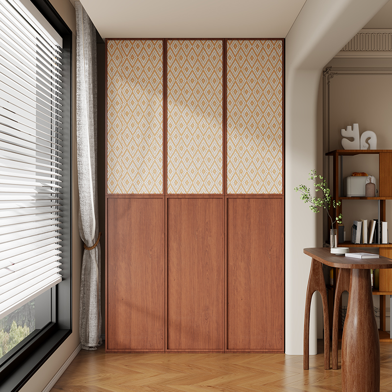 阳台储物柜定制中古风藤编置物柜