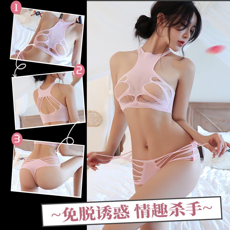 情趣内衣性感丝袜网袜镂空连体制服套装连身袜三点式
