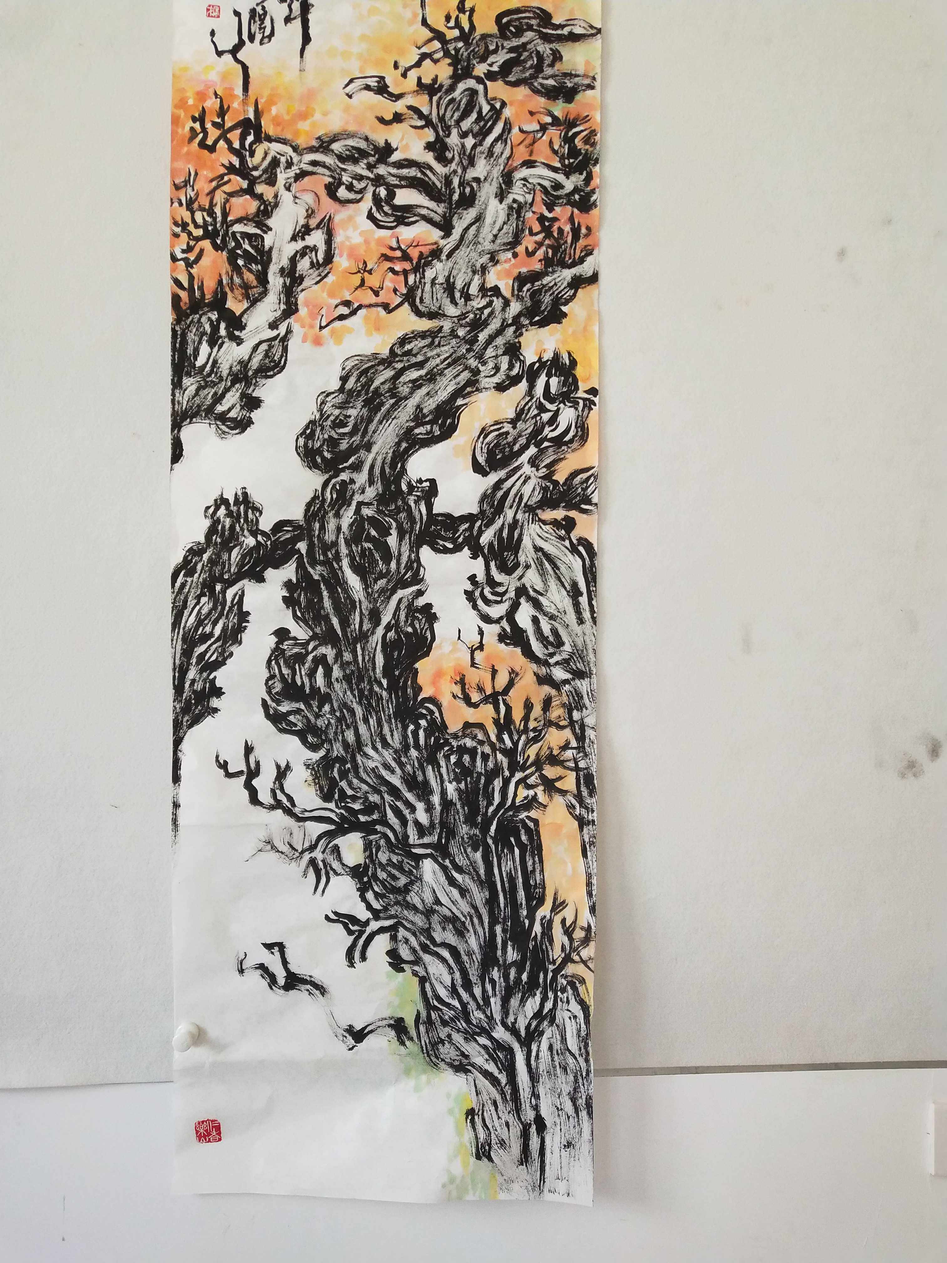 国家一级美术师焦墨山水名家刘广才创作胡杨