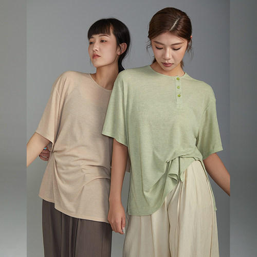 华丽独秀现代舞舞蹈服宽松显瘦短袖成人古典舞形体练功服日常可穿