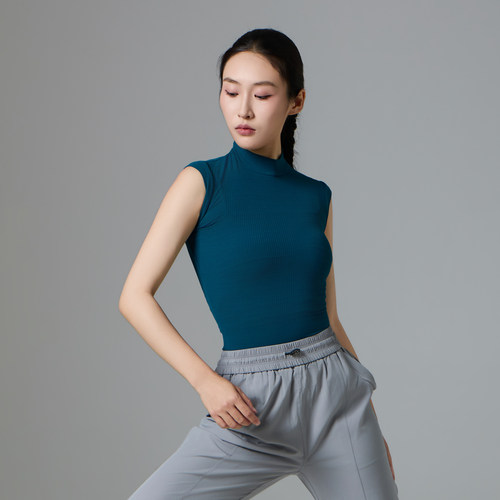 华丽独秀现代舞练功服夏季无袖背心上衣高领气质修身显瘦舞蹈服女