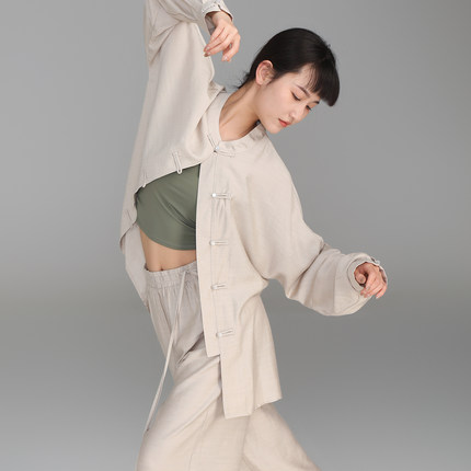 华丽独秀现代舞练功服新中式上衣衬衫阔腿裤宽松显瘦舞蹈服形体服