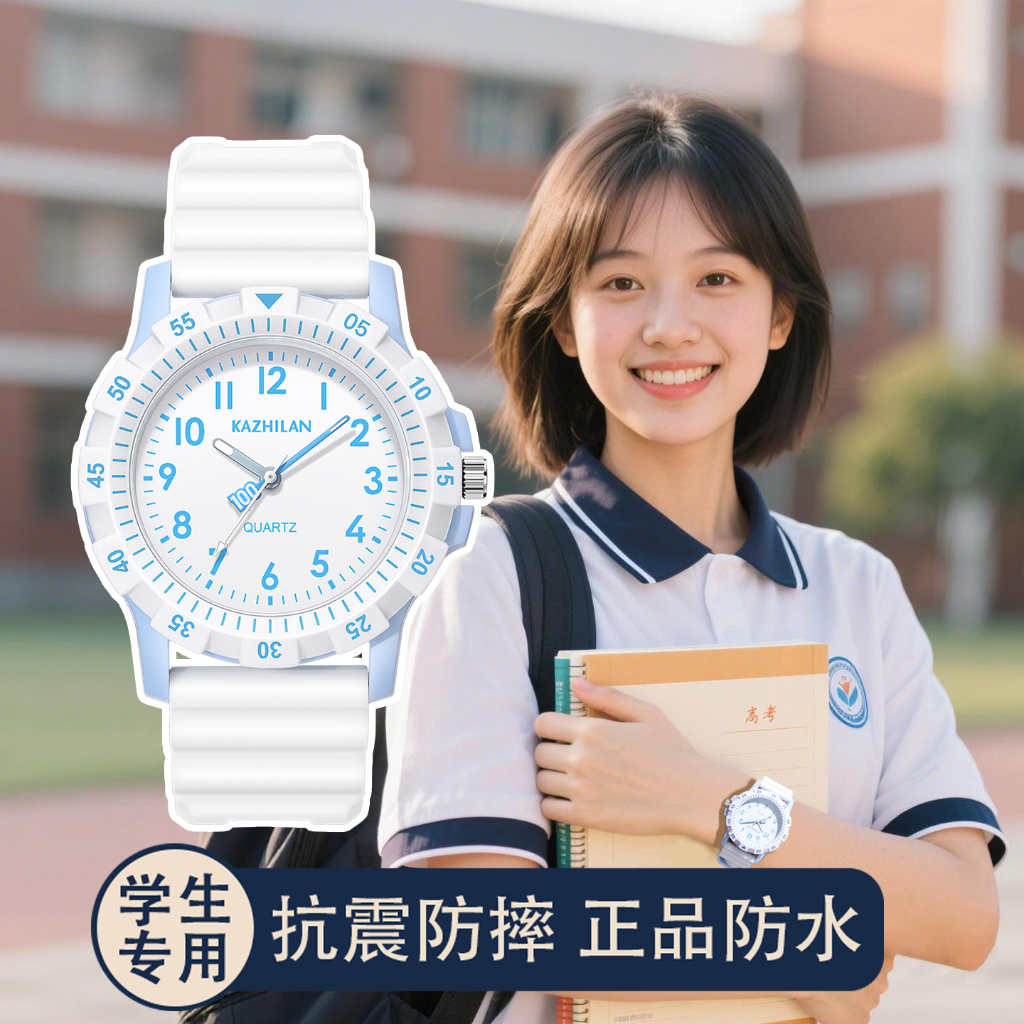 考试专用手表初高中学生女款女生只看时间中考高考静音机械石英表