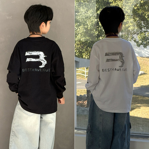 大E小e新款儿童潮酷纯棉T恤长袖