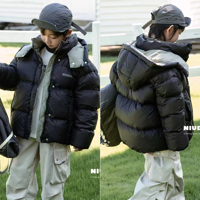 牛哆哆新款撞色90白鸭绒羽绒服