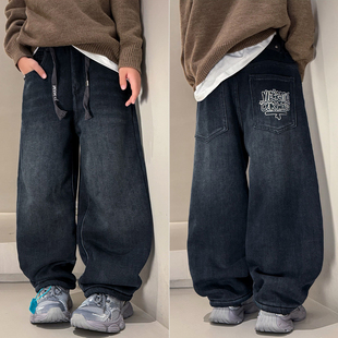 大E小e童装25冬季新款男童女童一条过冬加绒牛仔裤儿童裤子66682