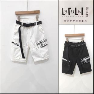 夏季 儿童休闲五分裤 新款 字母中裤 1919 男童女童薄棉工装 啦芙莱童装