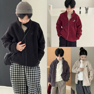 校服神器5020 男童女童奥粒绒外套加绒拉链衫 大E小e童装 25秋冬新款