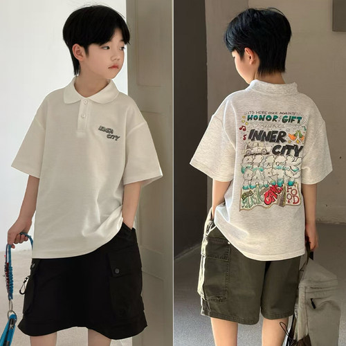 大E小e中大童新款卡通POLO领短袖